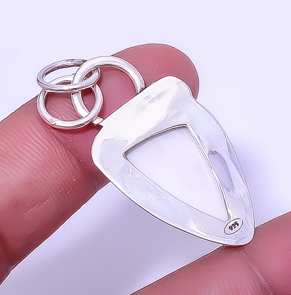 White Scolecite Sand Paper Textured 925 Sterling Silver Pendant 1.68″ A312