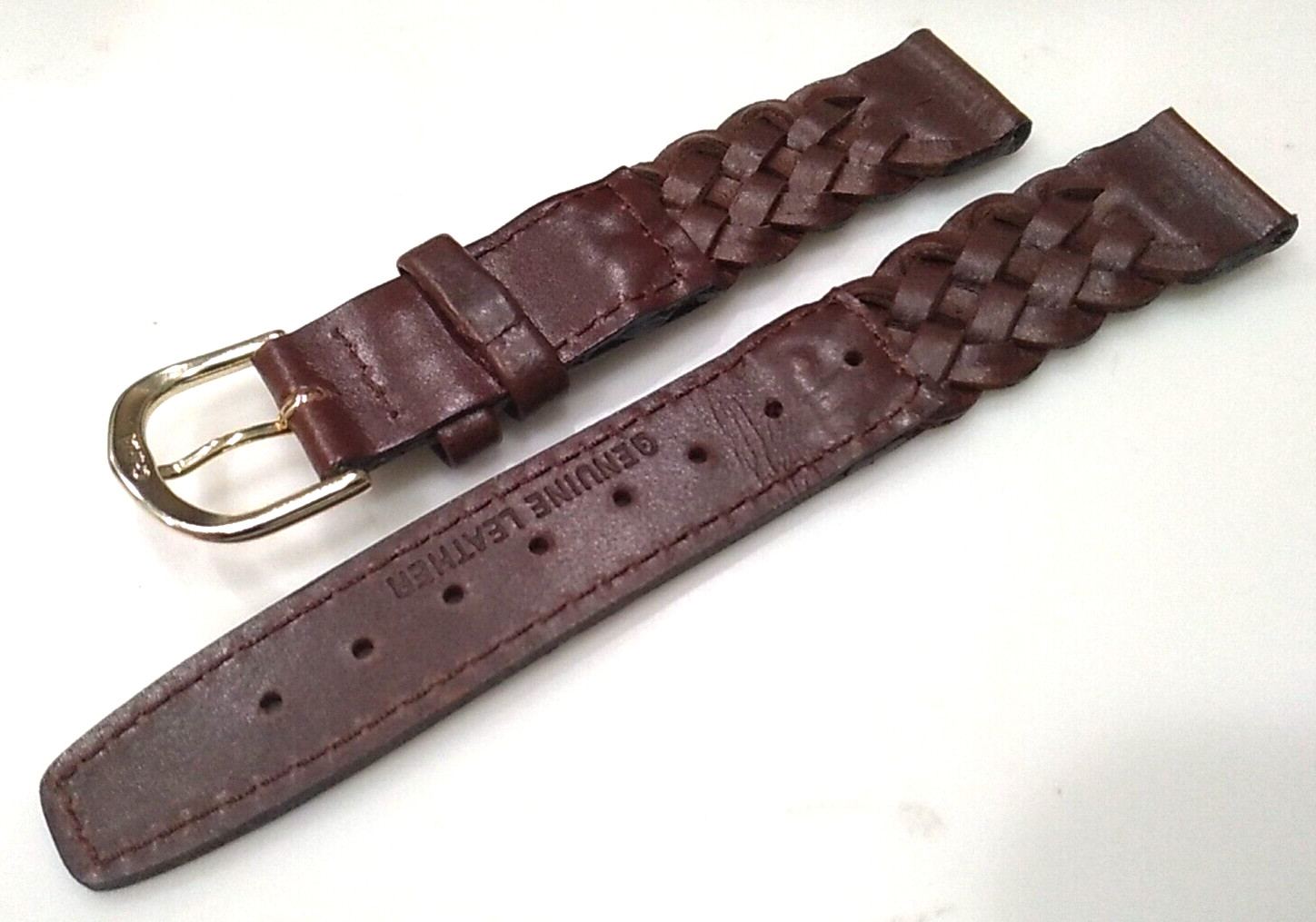 2 for 1 (1 Brown & 1 Dark Beige) Braided Woven Genuine Leather 18mm Watch Bands