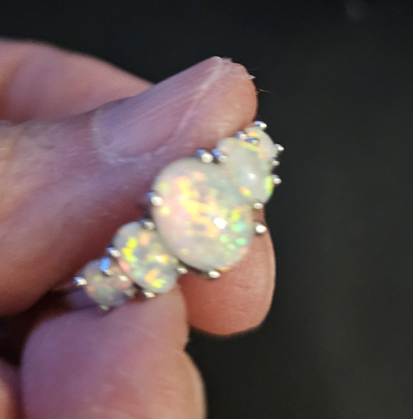 Elegant design Fire Opal Rings In Silver Ring Size 8