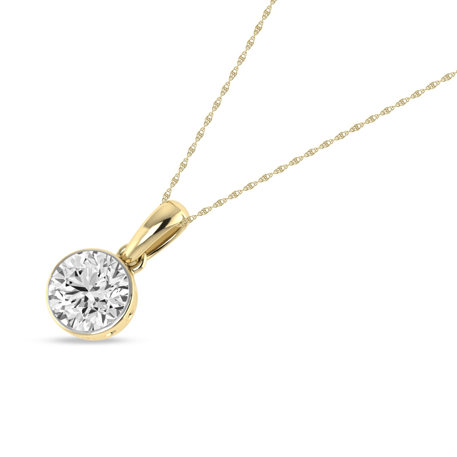 Solitaire Diamond Pendant 1/2 Cttw Round Cut Lab Grown Diamond 10K Yellow Gold