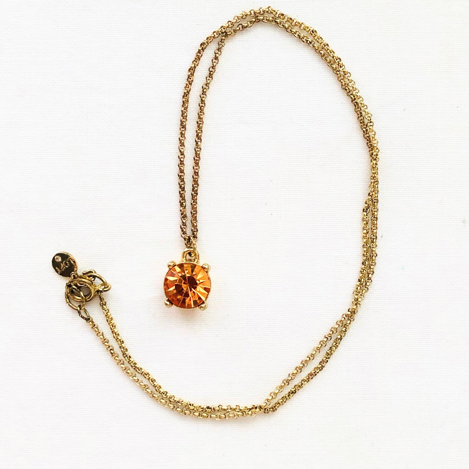 Faux Citrine Solitaire Necklace Dainty November Sagittarius Birthstone Jewelry