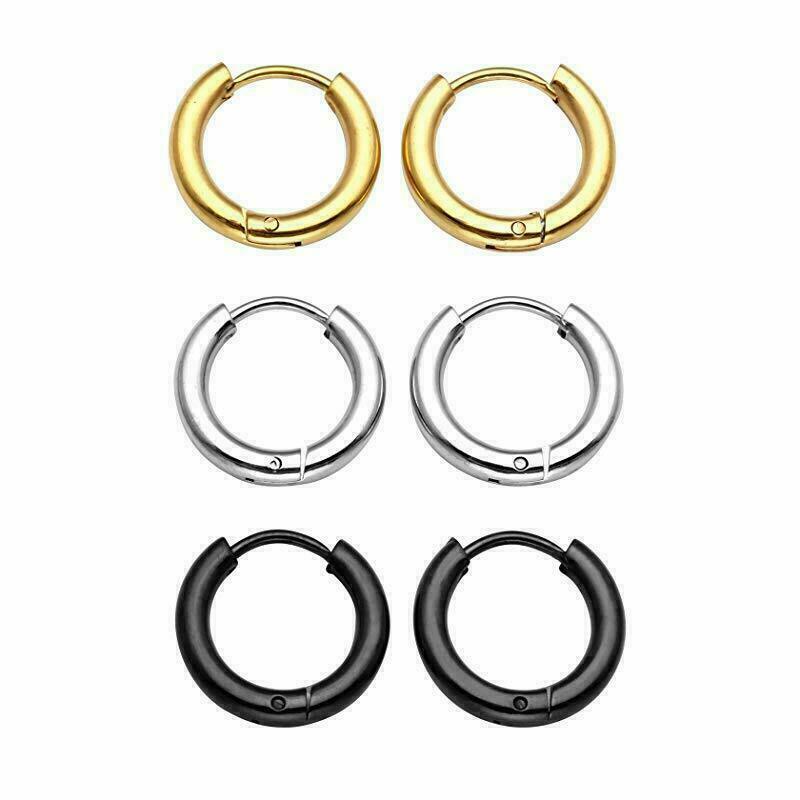 Men Women Stainless Steel Huggie Hoop Earrings Cartilage Lip Piercing Nose Hoop
