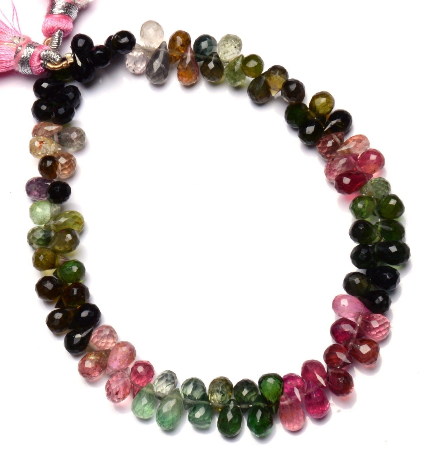 Natural Gem Multi Color Tourmaline 7x5MM Approx Faceted Teardrop Shape Beads 8″