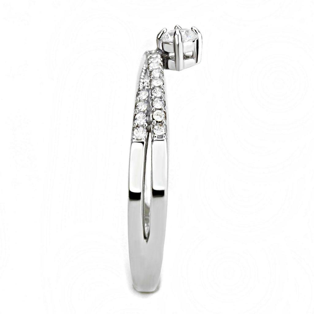 DA153 – High polished (no plating) Stainless Steel Ring with AAA Grade CZ in