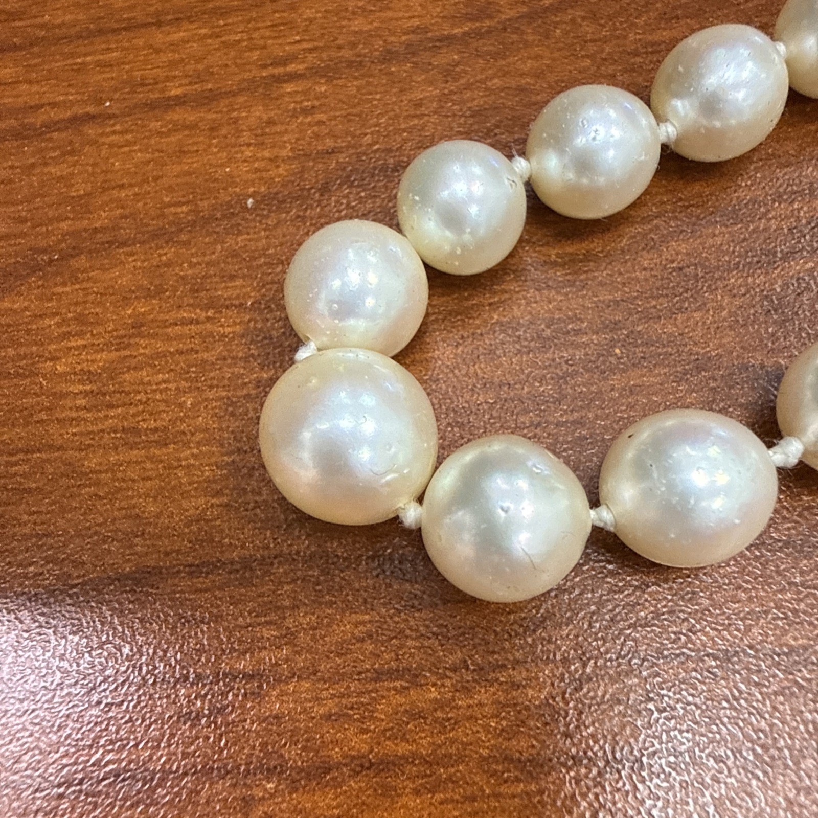 Rare Large 11.3mm-8.5mm Vintage Akoya Cultured Pearl Necklace Choker 14k Lock