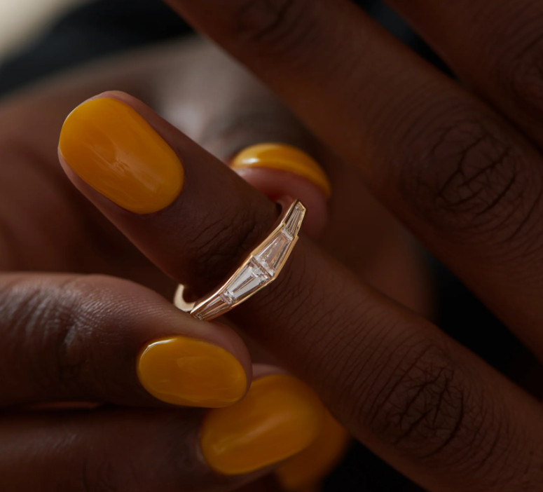 18K Yellow Gold Ring Baguette Cut 1 Carat Wedding Diamond GLI IGI Lab Created 8