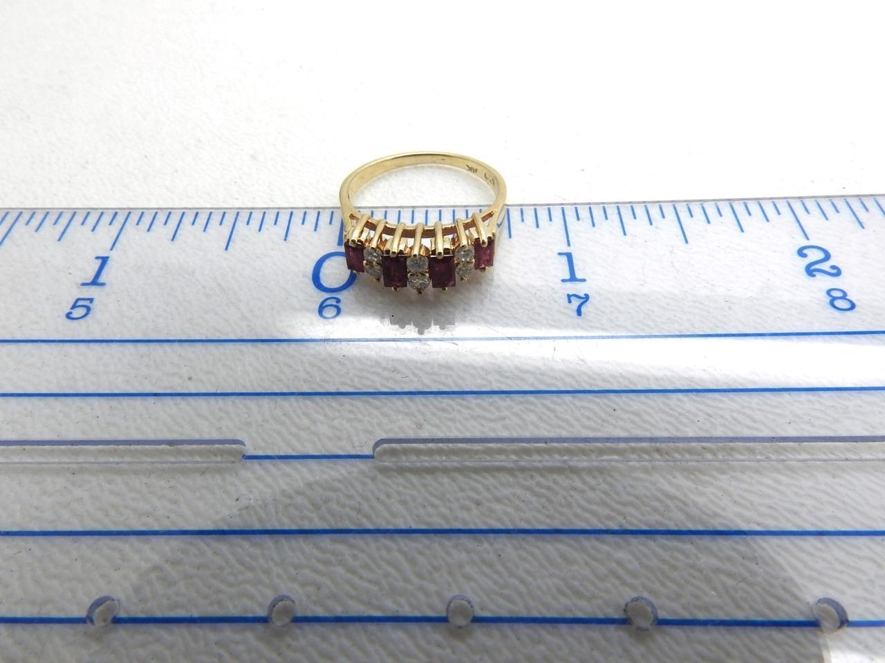 14K Yellow Gold Red Ruby & Diamond Band Ring 0.78 Carats 3.3 Grams Size 6.5