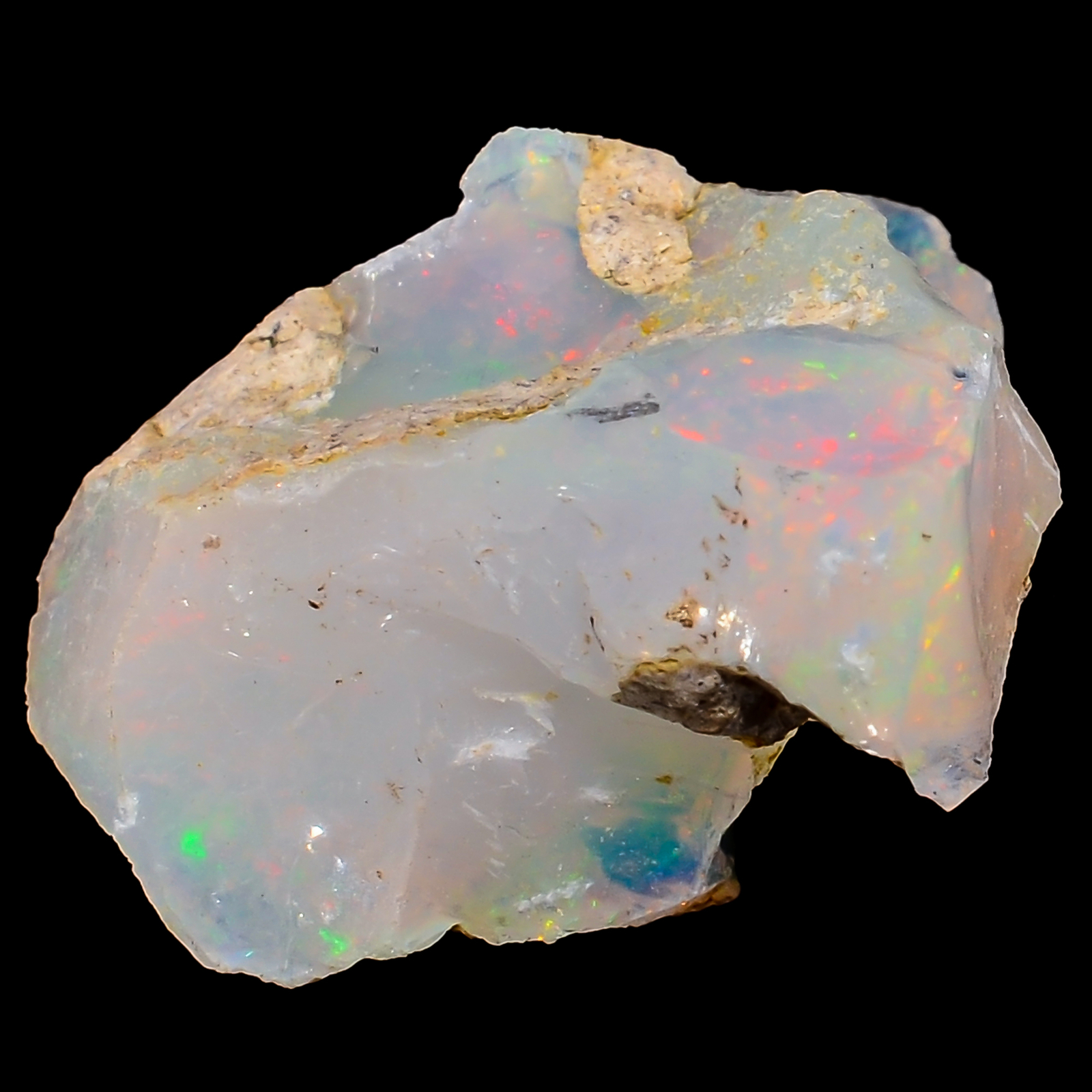 Natural Welo Fire White Ethiopian Opal Rough Gemstone 9.4 Ct 18X14X10mm GC-32539