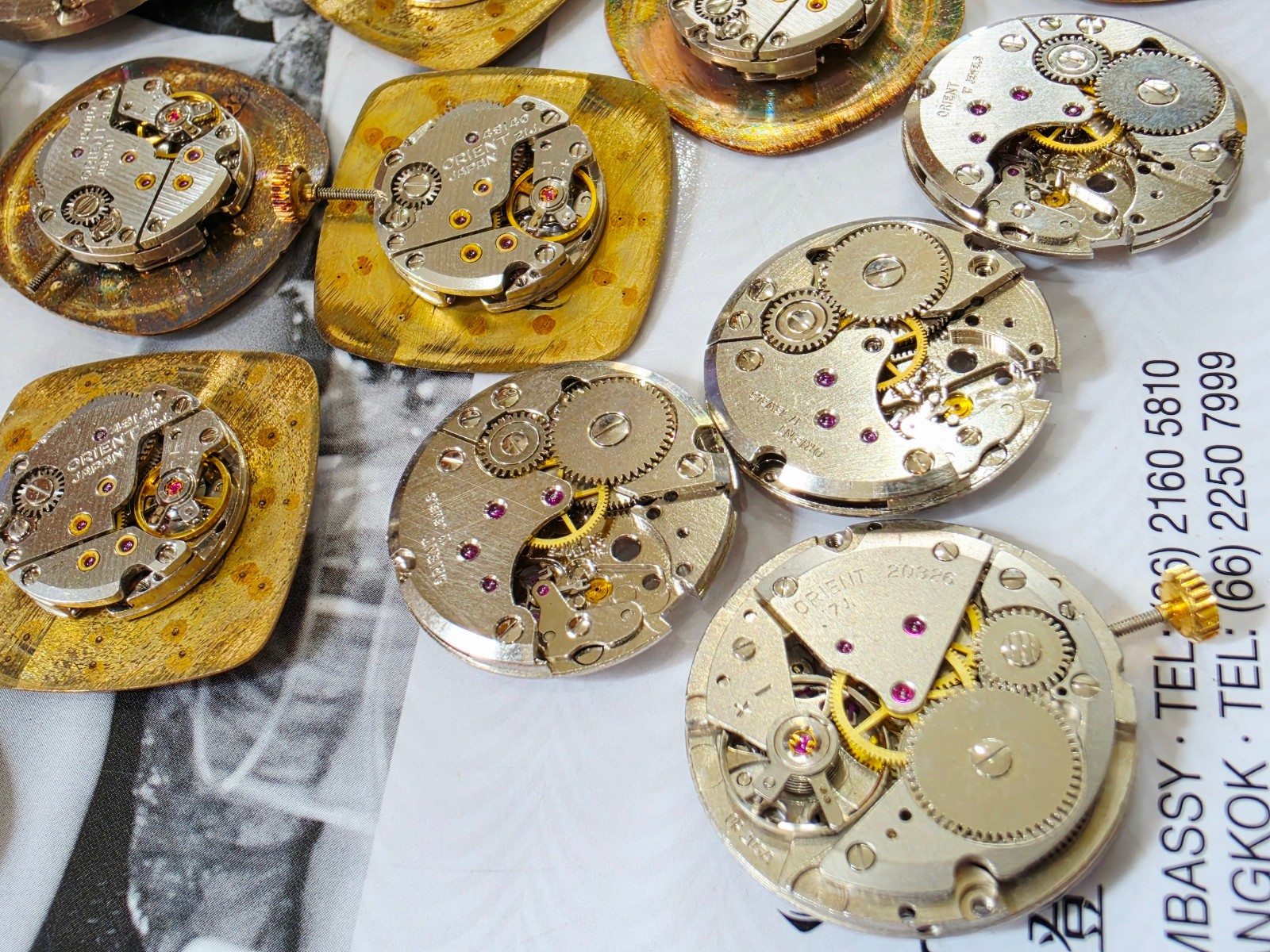 Lot 20 orient movement 49140 230 20326 eta 7001 7040 winding for repair or parts