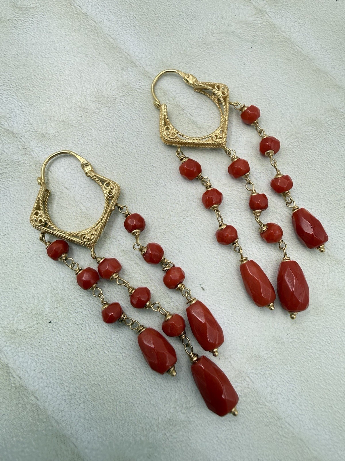 earrings earrings CORALLO red MEDITERRANEAN CORAL solid gold GOLD 18 KT-750