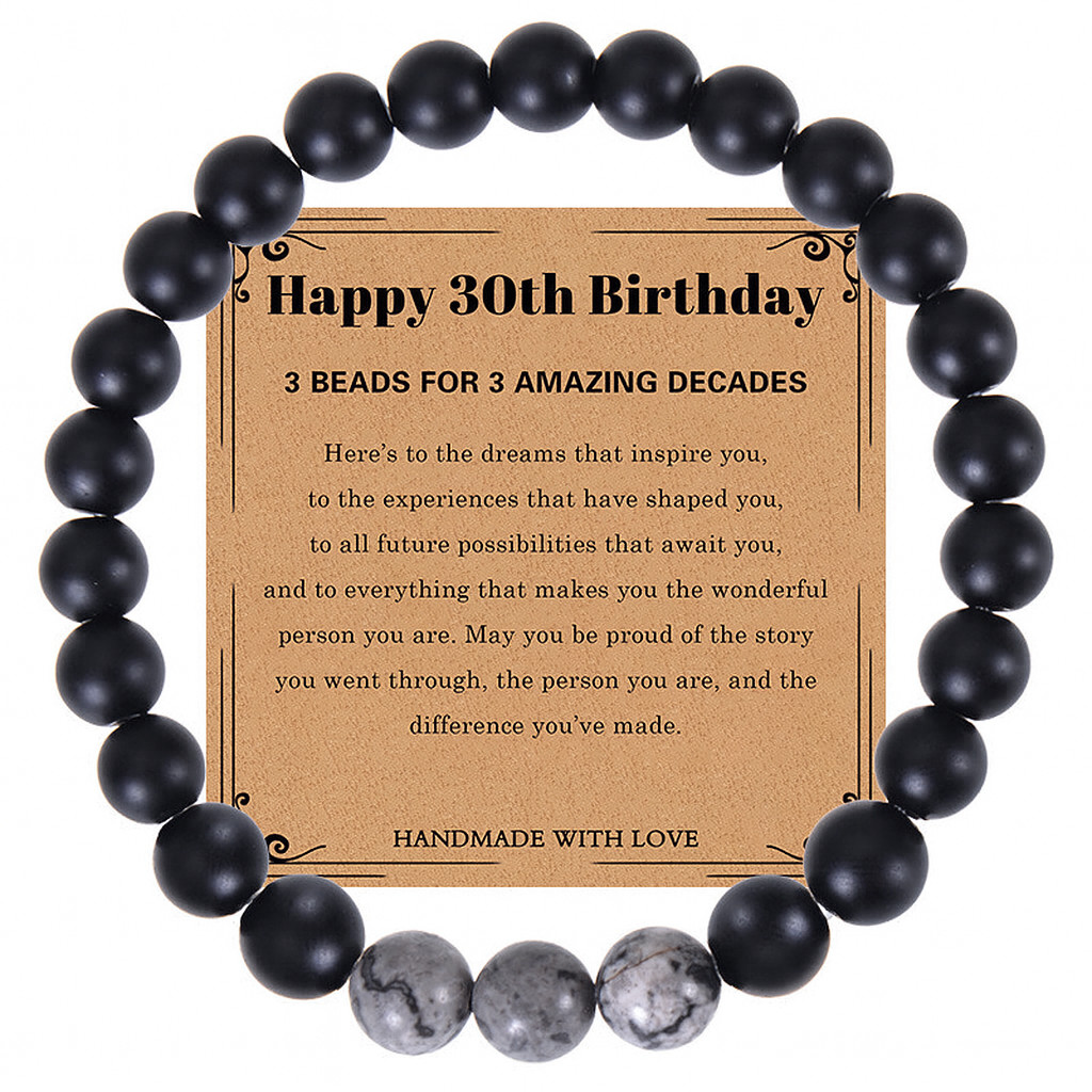 Milestone Birthday Bead Bracelet Gift for Him -21st 30th 40th 50th 60th 70th Men