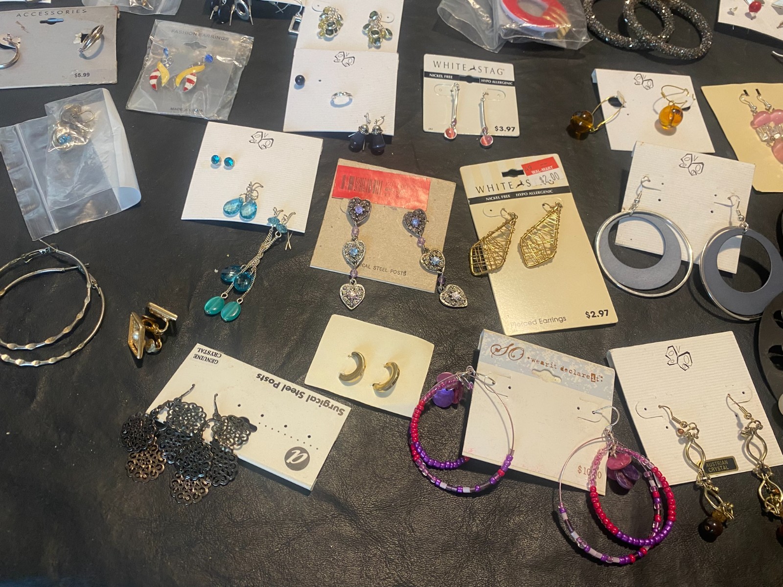huge lot 80+ pairs earrings earring dangle stud hoop clip shop estate mix “R”