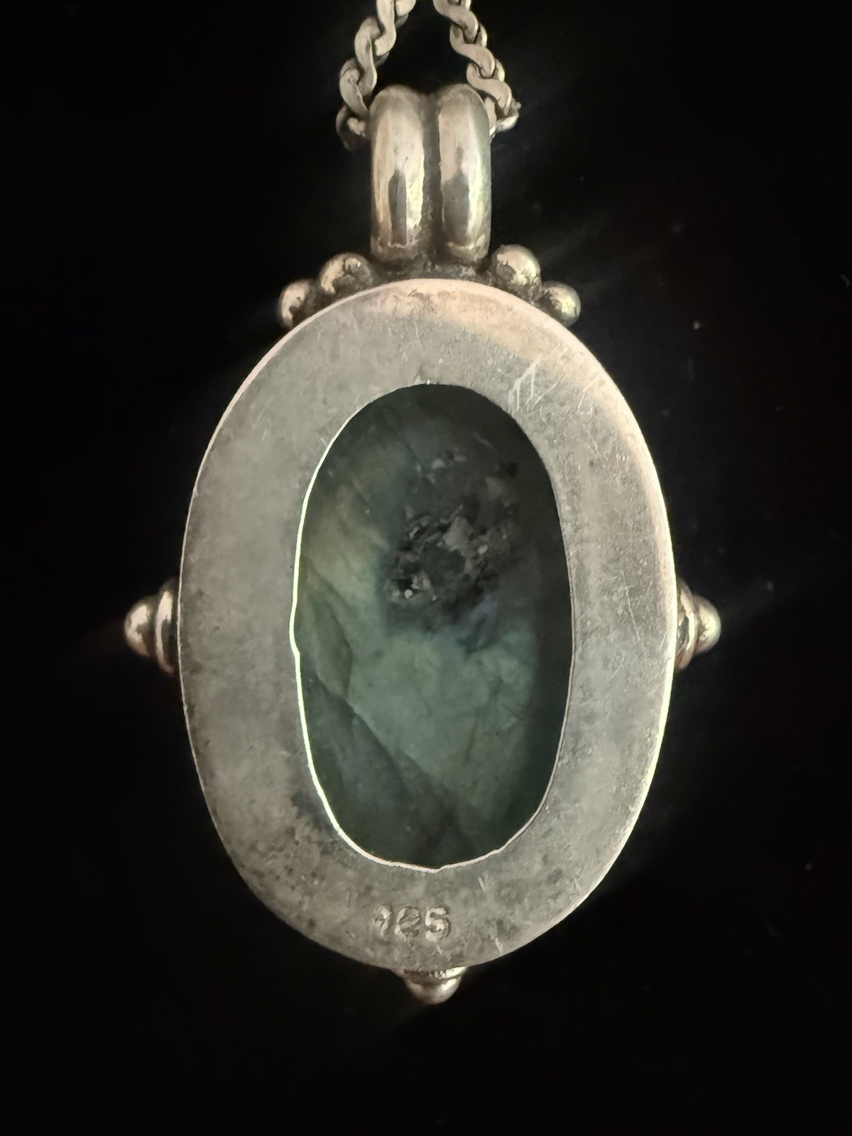 Woven Sterling Silver 20 Inch Necklace W/ Labradorite Pendant (John Hardy Style)
