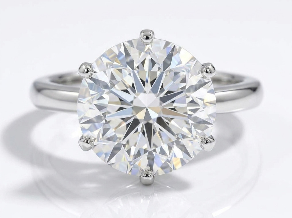 5.00 Ct Certified Round Cut White Natural Diamond Ring VVS1 White Gold Finish