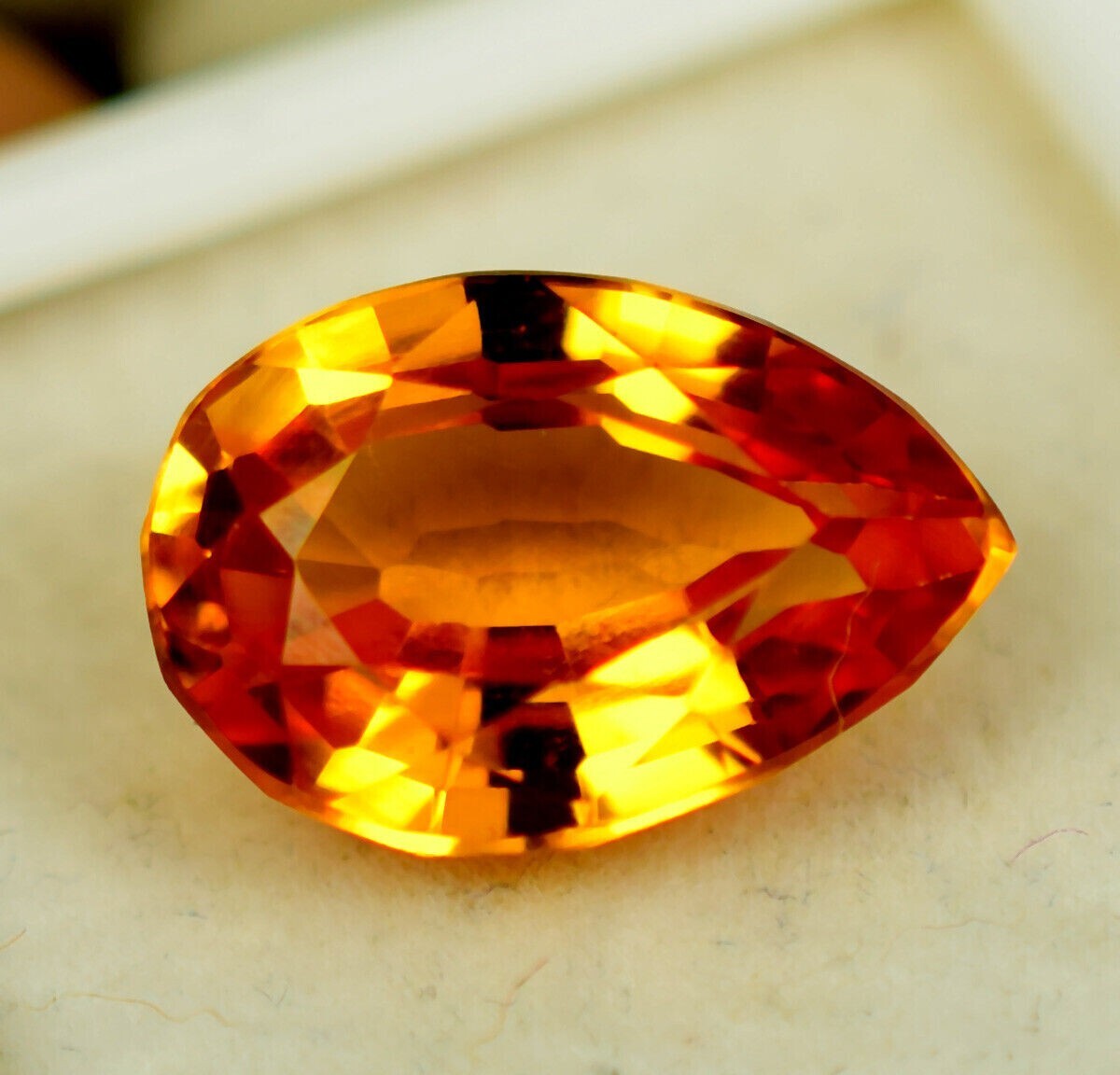 6.65 Ct+ Nice Color Natural Fire Orange Spessartite Garnet Namibia Pear Gemstone