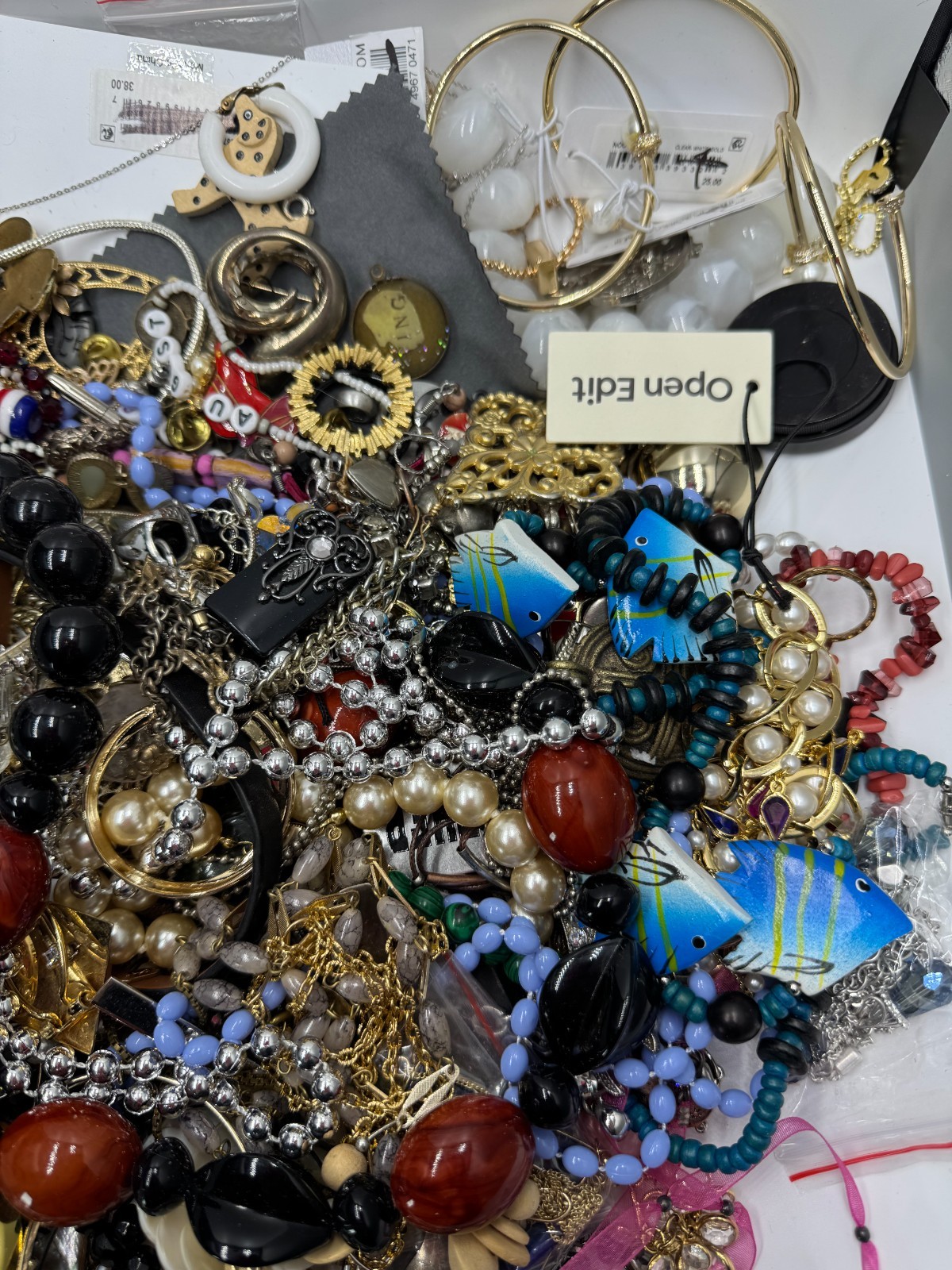 10 lb Gold Tone Costume Jewelry Lot Craft Harvest Repair Repurpose Vintage 2 Now
