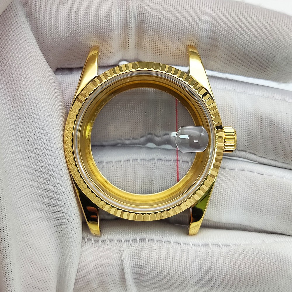 36mm Stainless Gold Watch Case Sapphire Glass For Nh35/36 Movement 28.5mm Dial