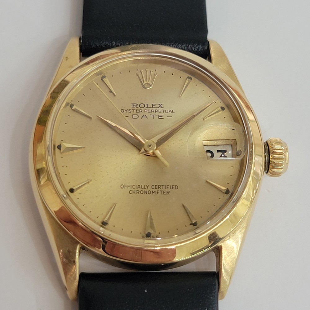 Rolex Ref 6624 Oyster Date 18k Solid Gold Midsize 30mm 1960s Automatic RA456C