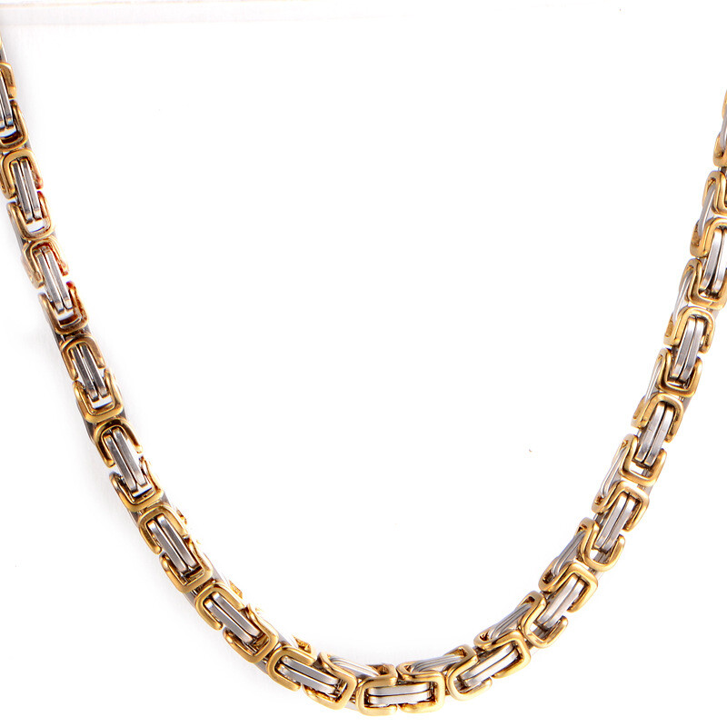 4/5/8mm Stainless Steel Byzantine Link Chain Necklace For Men Gold Silver Black
