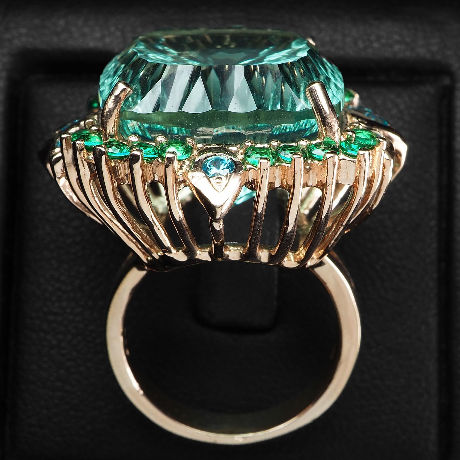 Mint Green Tourmaline Concave 30.15Ct 925 Sterling Silver Rings Free Resizing