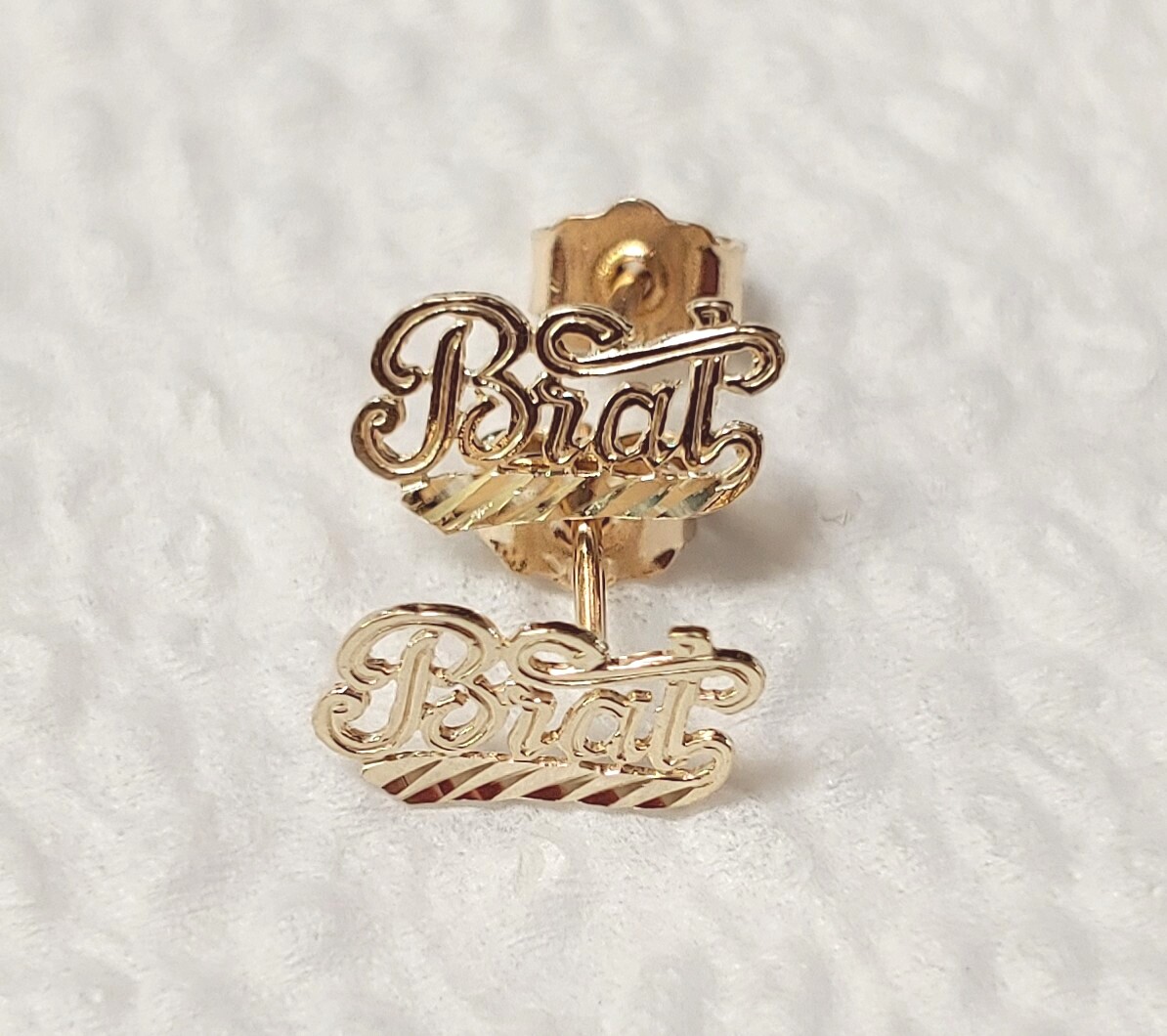 New 14k Yellow Gold Brat Earrings