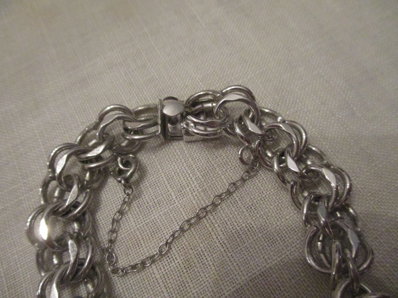 Vintage ELCO sterling silver double link charm bracelet 7″ , 23.2 gm