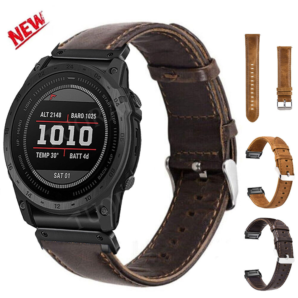 Quick Fit Leather Strap For Garmin Fenix 8 7 7X 6 6X Pro 5 5X 3HR S70 Watch Band
