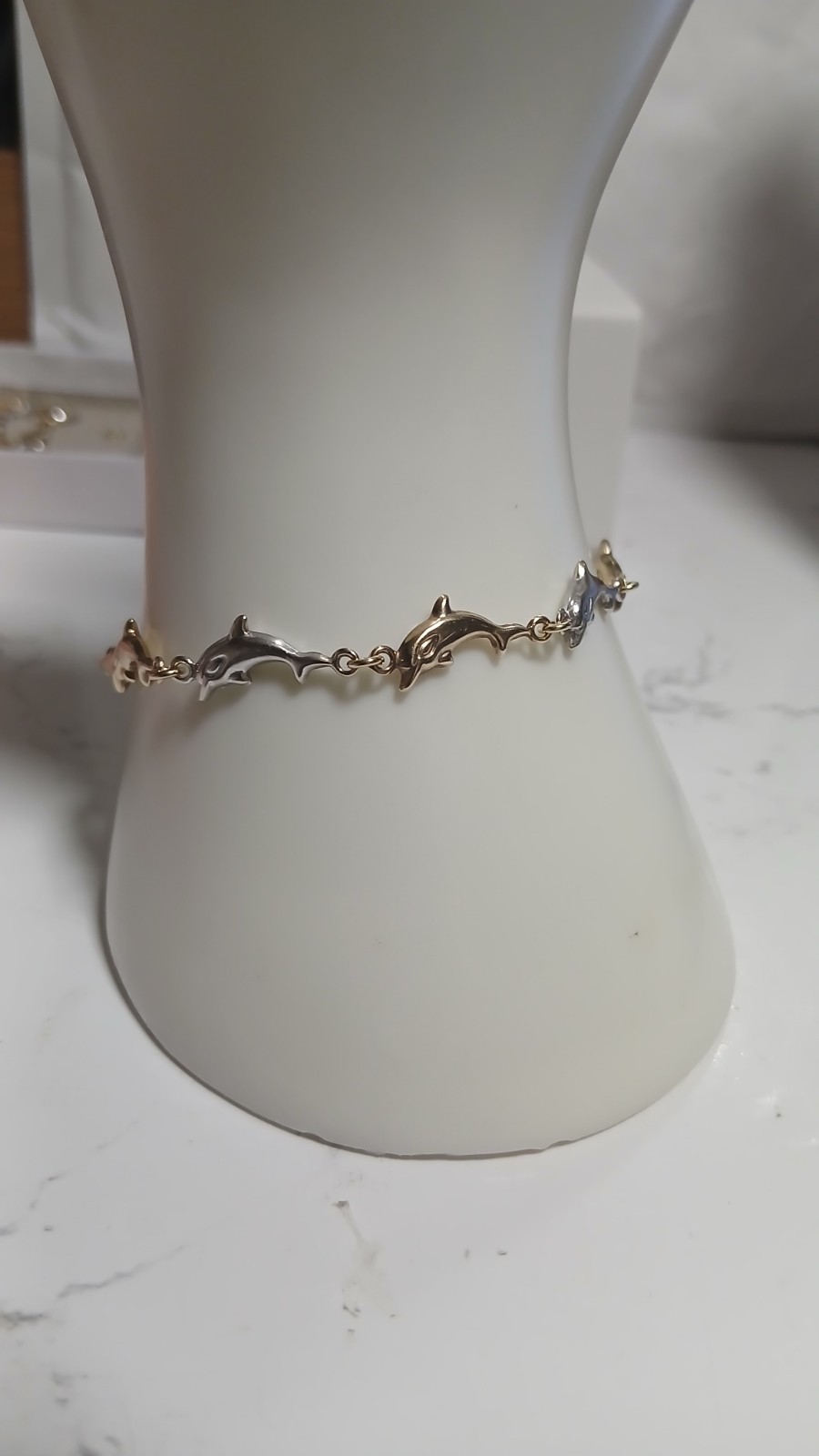 9ct Yellow and white Gold dolphins Bracelet.