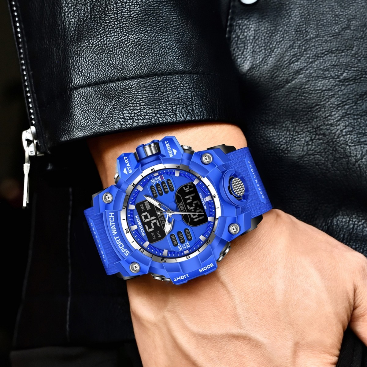 LIGE Men Watch Big LDE Digital Dial Quartz Date Week Waterproof Sport Wristwatch