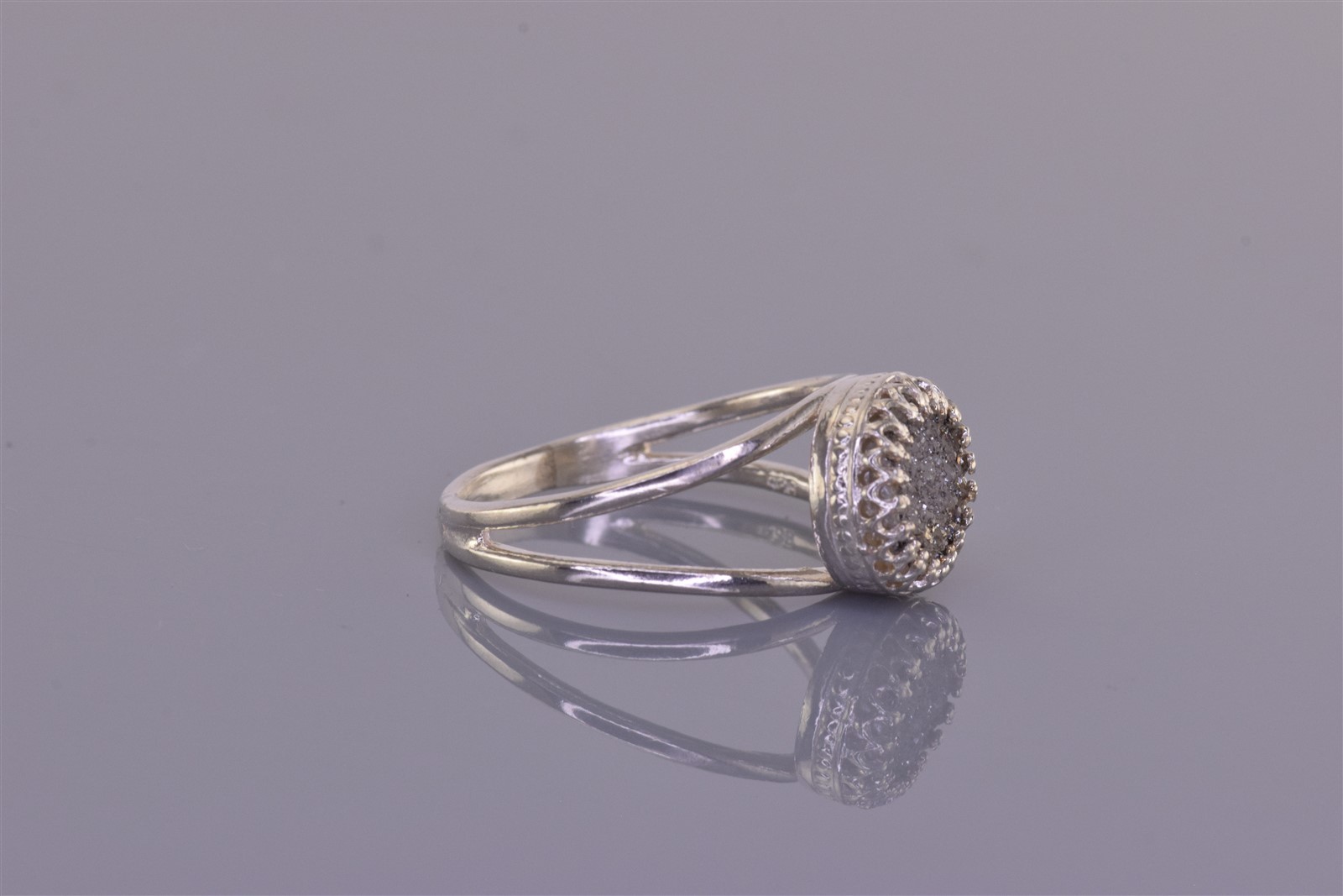 Sterling Silver Gray Drusy Quartz Split Band Ring 925 Sz: 10