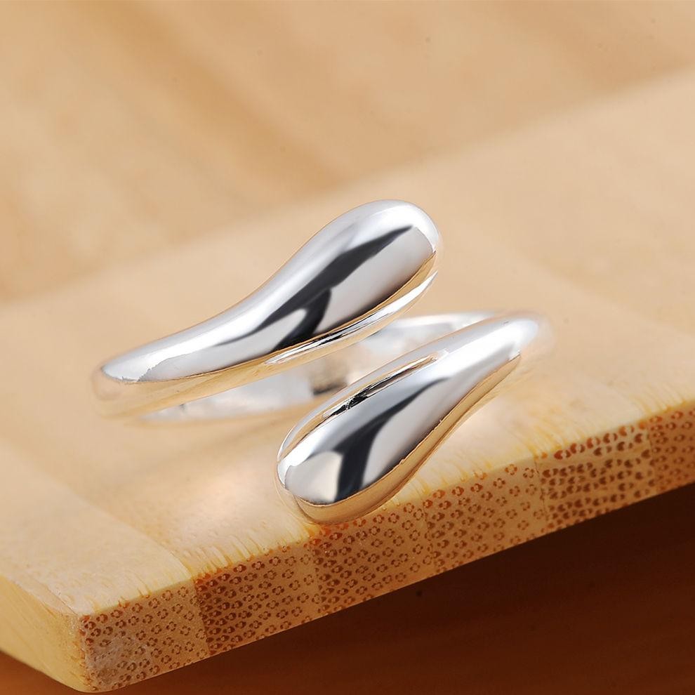 925 Sterling Silver Water Drop Ring for Women Elegant Wedding Party Jewelry