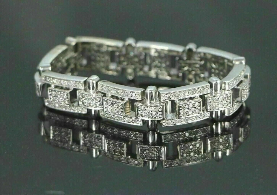 10.00Ct Round Cut Lab Created Diamond 14K White Gold Fn Men’s Tennis Bracelet