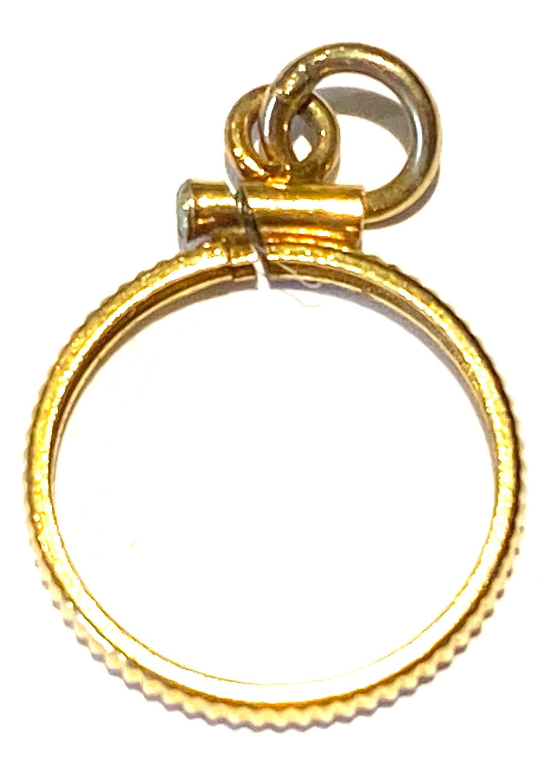 $1 type 1 Gold 14k Reeded Edge Screw Top Coin Bezel A46