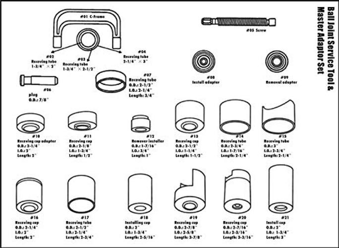 21PCS Master Ball Joint Press Service Kit for 2WD 4WD Vehicles – Upper & Lower