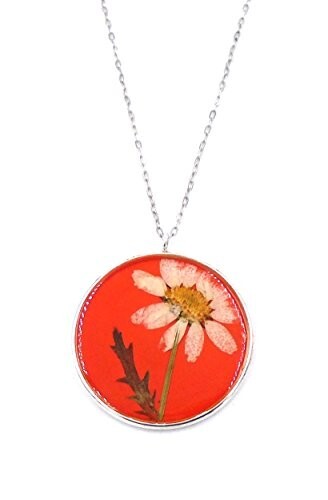 “Blood Orange Daisy” Floral Pendant Necklace by Shari Dixon N8154