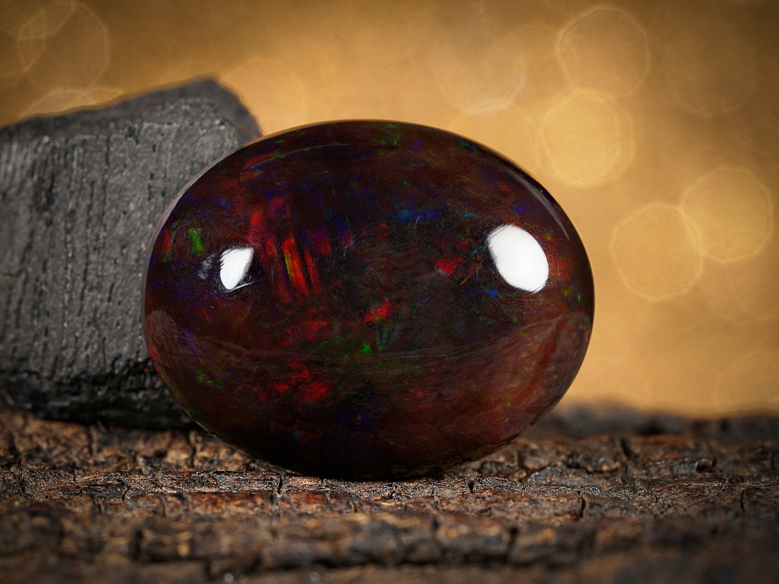 13.45 Carat Ethiopian Black Opal Cabochon 19x15x8 MM Oval Shape Welo Fire Opal