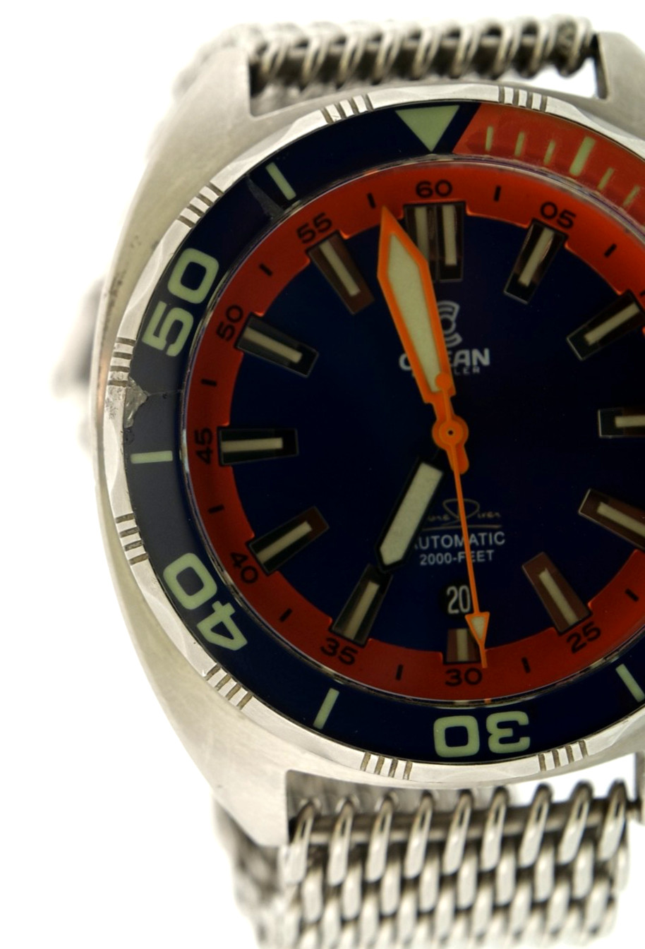 Ocean Crawler Core Diver Blue/Orange 44mm Swiss Automatic 600m Men’s Watch