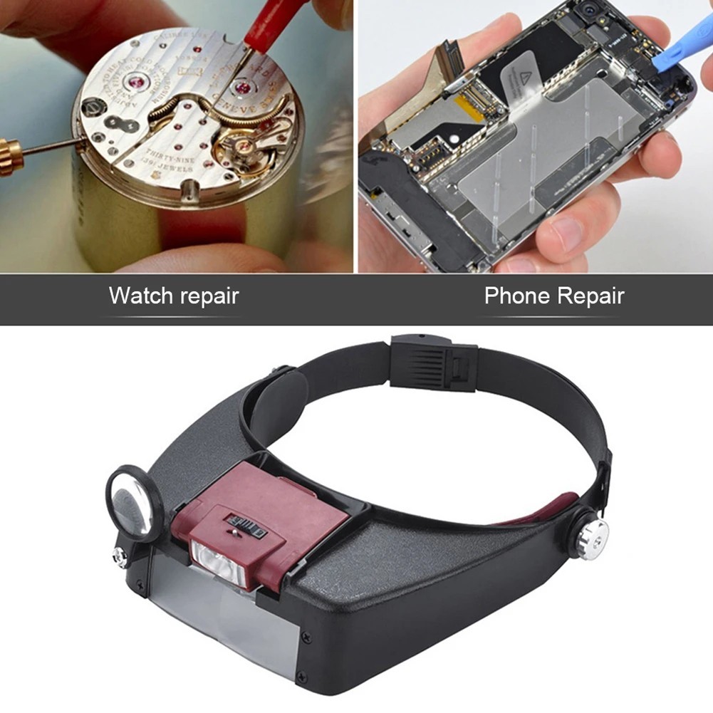 Jewelers Head Headband Magnifier LED Illuminated Visor Magnifying Glasses Loupe
