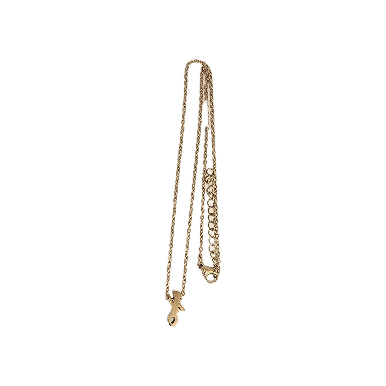 Dainty Cursive Letter J Initial Gold Tone Charm Pendant Necklace 17″ Name Cable