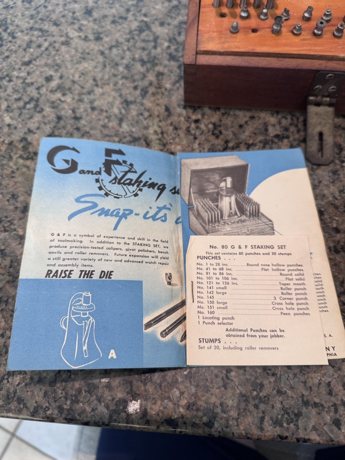 Vintage G & F Watch Staking Tool Set (G & F Manufacturing) incomplete set USA