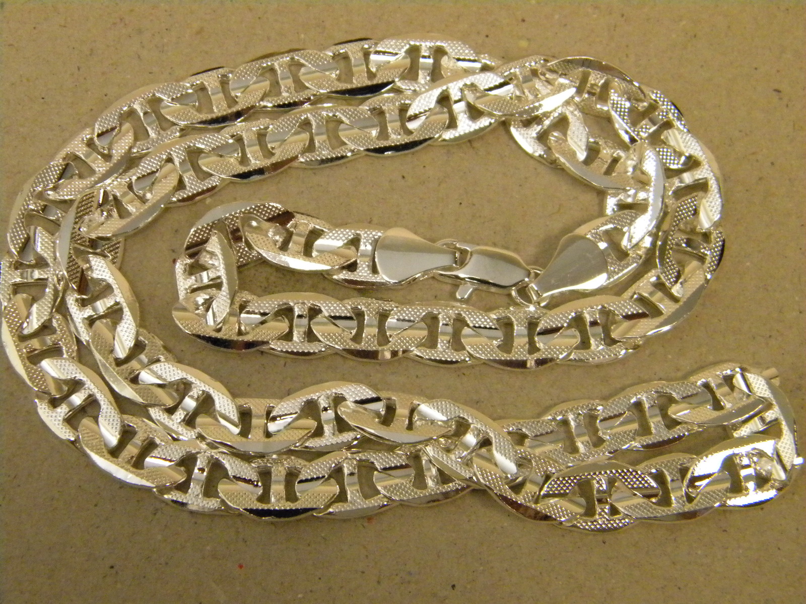 Lady’s Men’s Silver Plated Mariner Chain Necklace 24 30in Inch Long 9mm Wide