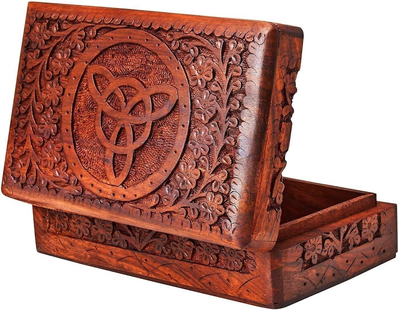 Portable Rosewood Keepsake Chest with Intricate Celtic Design – Ideal for Travel