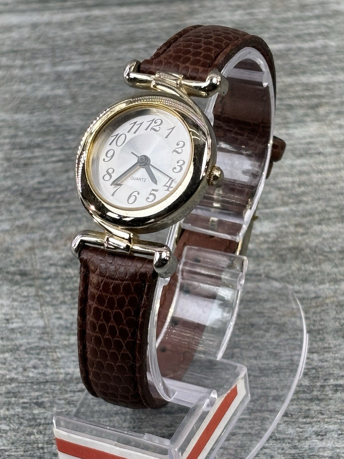 Mitoya Quartz V377 Wristwatch 3930QS Gold Silver Brown Leather Works Japan Fada