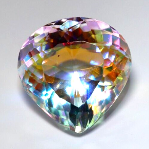 Natural Mystic 39.55 Ct Muticolor Pear Cut Certified Loose Gemstone With Gift