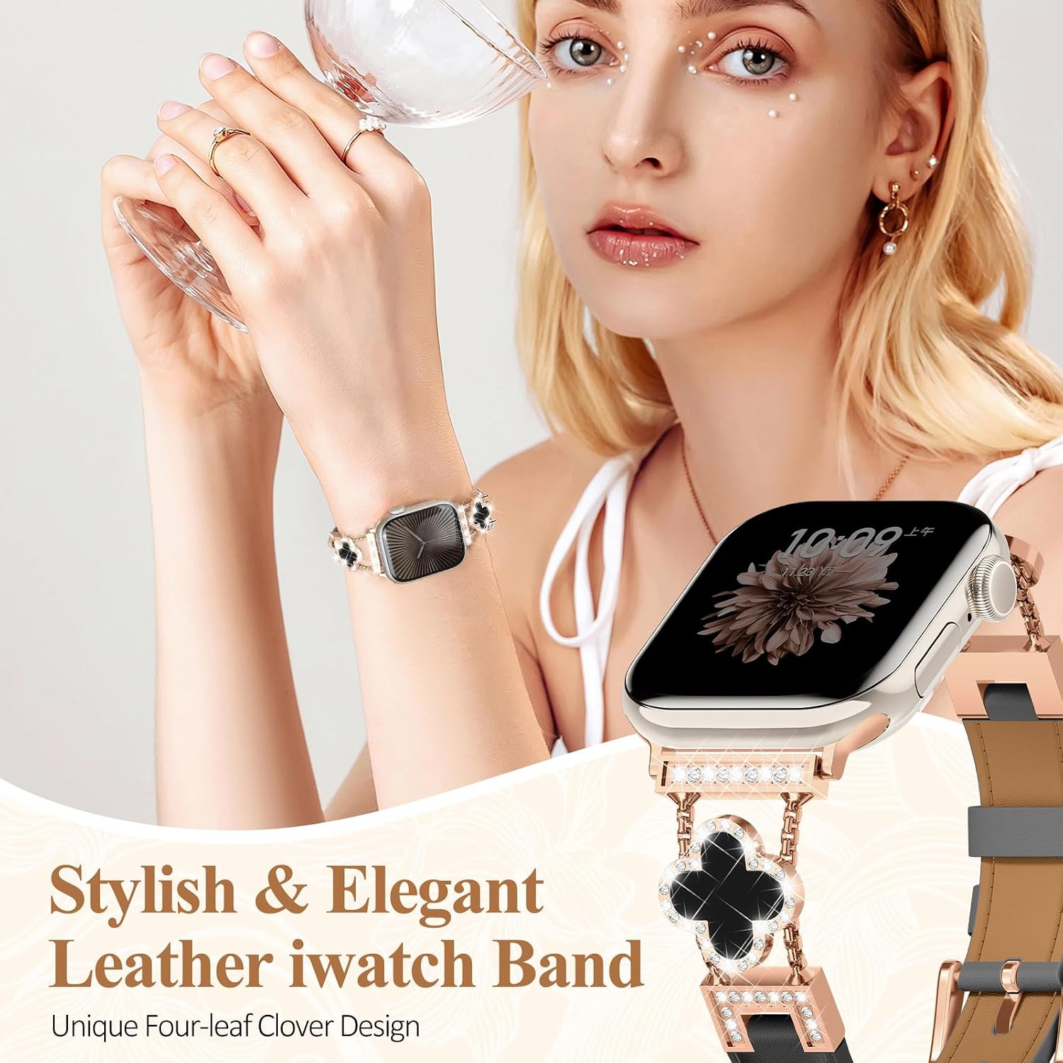 Leather Band Compatible with Apple Watch Bands for Women 42Mm 44Mm 45Mm 46Mm 49M