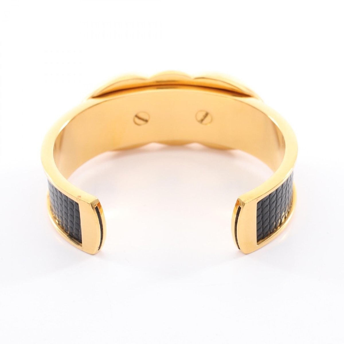Hermes Gold Plated Lizard Bangle Accessories 2.8in Diameter