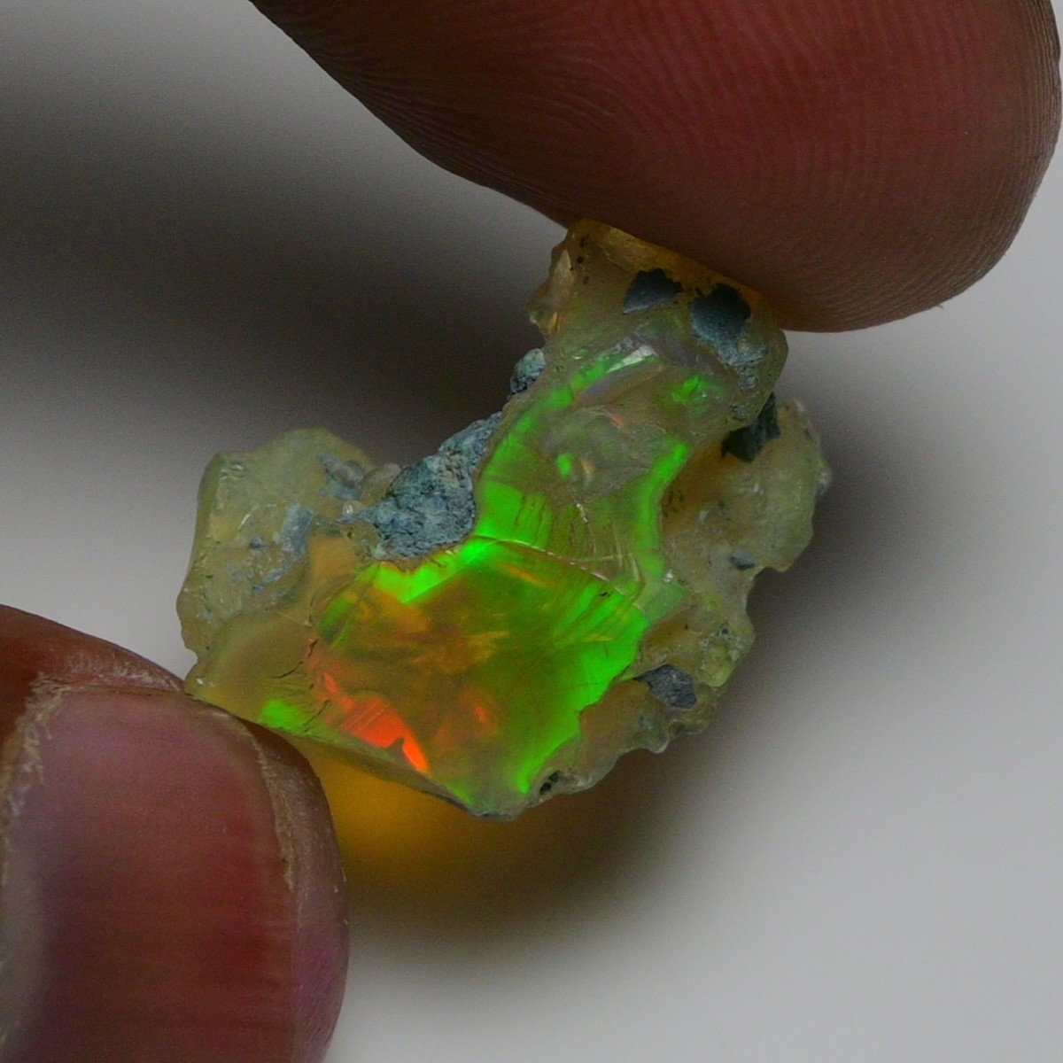 Jewelry Grade Black Opal Rough 13.90 Cts, Natural Ethiopian Raw, Neon Fire Opal