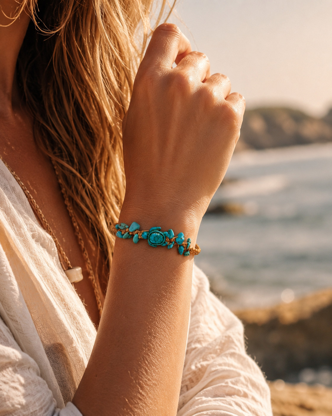 Sea Turtle Bracelet Anklet Braided Macrame Adjustable Beach Bracelet Turtle