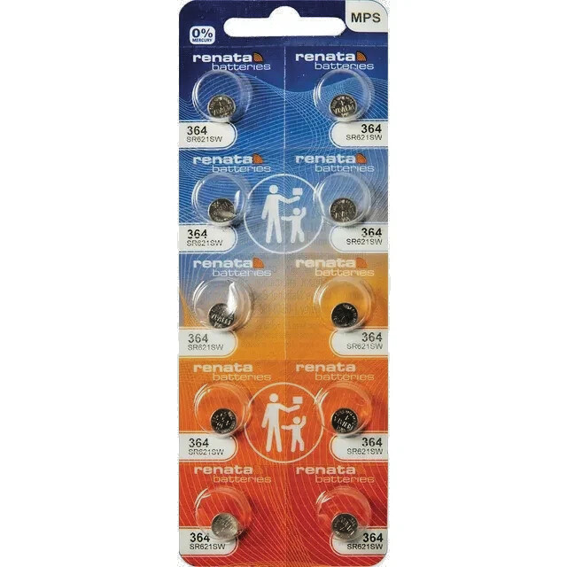 Renata 364 SR621SW 1.55V Silver Oxide Battery-Box of 100 W/TRACKING Exp. 05/25