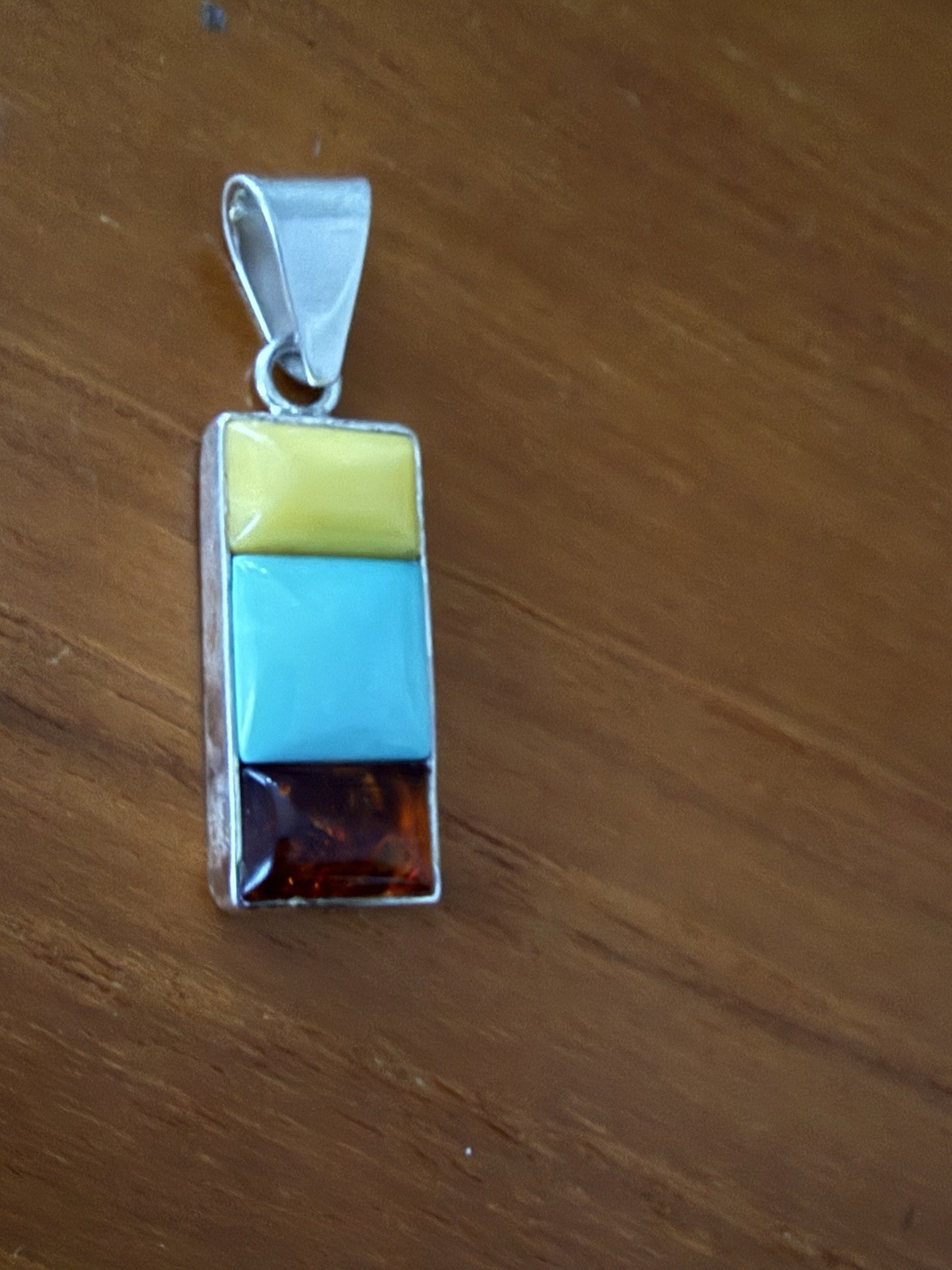 Beautiful Amber/turquoise/butterscotch Amber Pendant New Sterling Silver